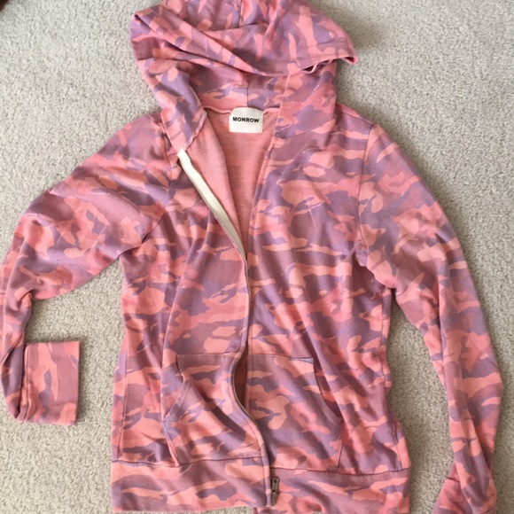 Monrow Pink Camouflage ZIP Hoodie size L New - Picture 7 of 7